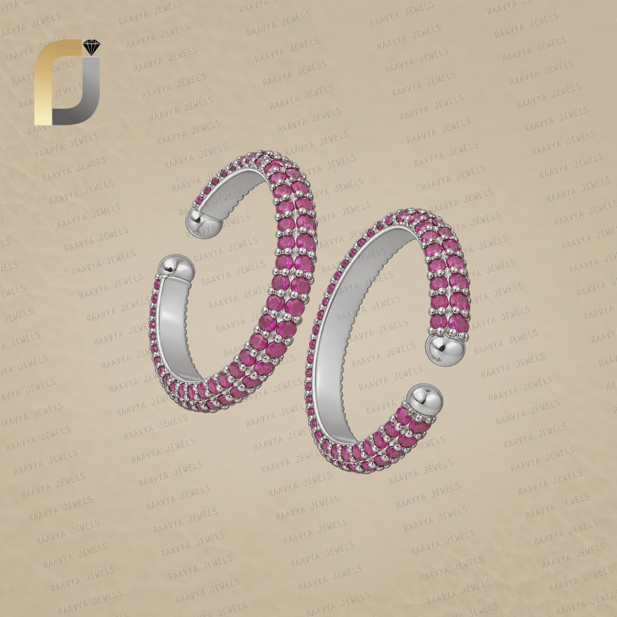 925 Silver Cartilage Cuff Earrings Natural Ruby Gemstone Ear Cuff Earrings (Single)