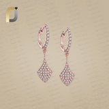 925 Silver Diamond Earrings, Pave Diamond Rose Gold Plating Earrings