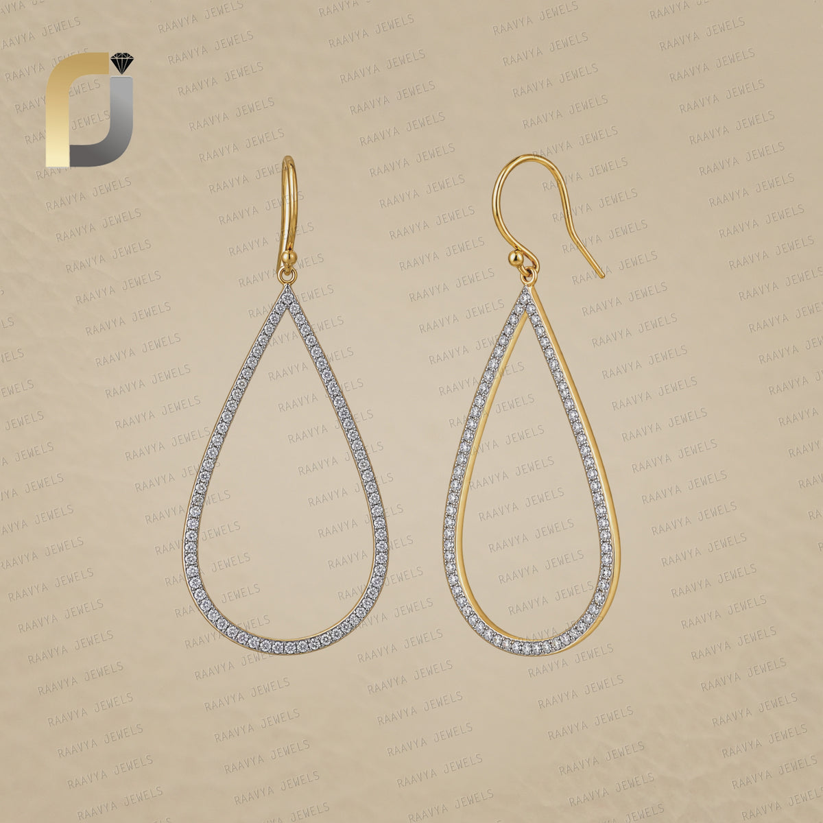Genuine H/Si White Diamond Solid 14k Yellow Gold Jewelry Earring