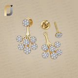 Natural Diamond 14k Push Back Floral Earrings Fine Jewelry