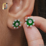 14K Gold Diamond Studs Earrings, Onyx & Diamond Gold Studs Earrings