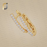 Single Line Diamond Huggie Hoop Earrings 14k Yellow Gold Jewelry