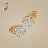 Natural Diamond Stud Solid 14K Yellow Gold Minimalist Stud Earrings