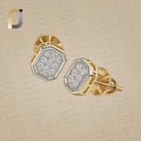 Natural Diamond Minimalist Stud Solid 14K Yellow Gold Stud Earrings