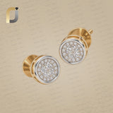 Solid 14K Yellow Gold Minimalist Stud Earrings Natural Diamond Stud Fine Jewelry