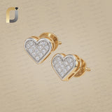 Solid 14K Yellow Gold Heart Stud Earrings Natural Diamond Jewelry