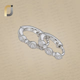 Double Cut White Diamond Huggie Hoop Earrings 14k Soli White Gold Jewelry