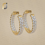 Diamond Leaf Style 14k Gold Hoop Earrings Fine Jewelry