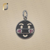 Oxidized 925 Silver Ruby Emoji Charm Pendant