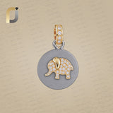 14k Gold Elephant Charm 925 Silver Pendant Jewelry