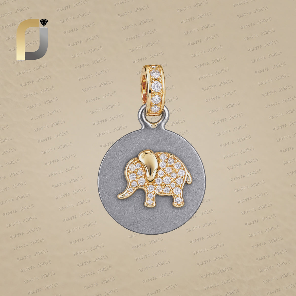 14k Gold Elephant Charm 925 Silver Pendant Jewelry