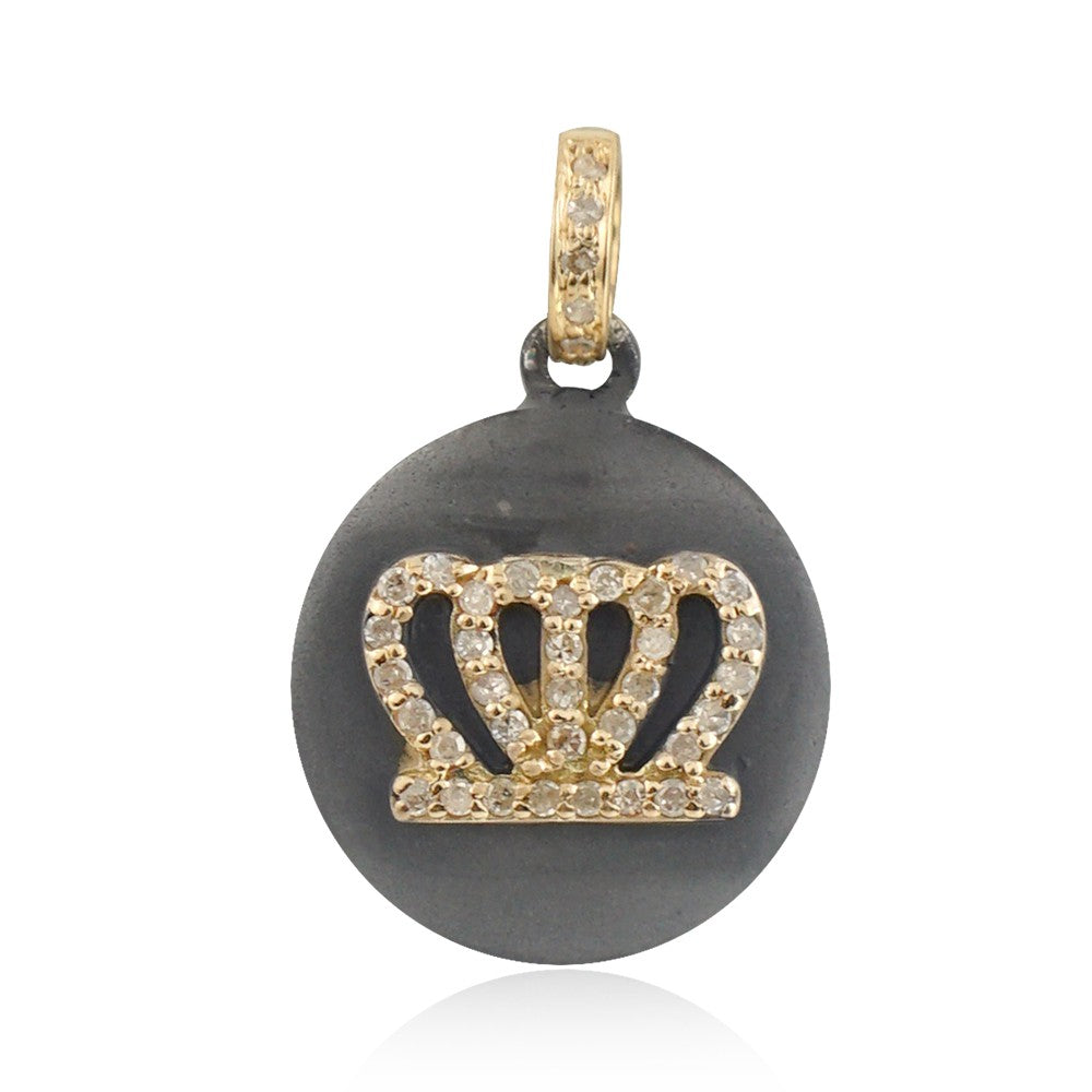 14k Gold, 925 Silver Diamond Crown Charm Pendant