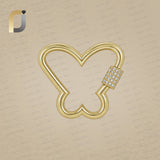 Diamond Solid 14k Yellow Gold Connector Handmade Openable Big Carabiner