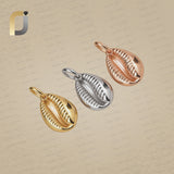 14K Gold Cowrie Shell Pendant & Charm, 14K Handmade Gold Cowrie Charm