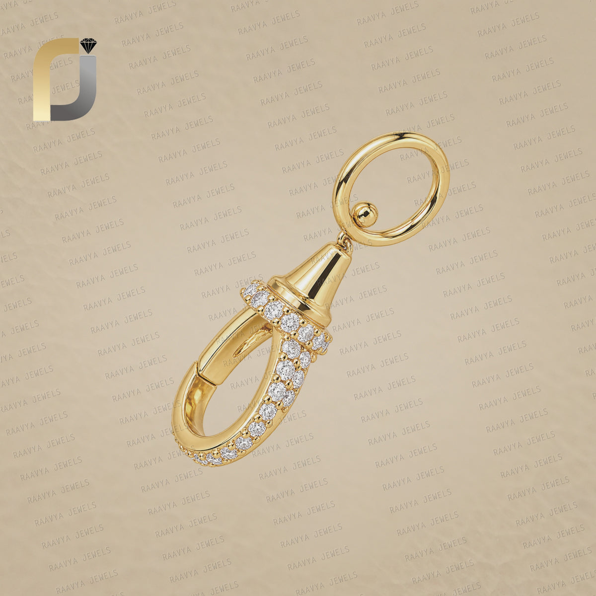 Pave Diamond 14K Solid Yellow Gold Lobster Finding & Clasp