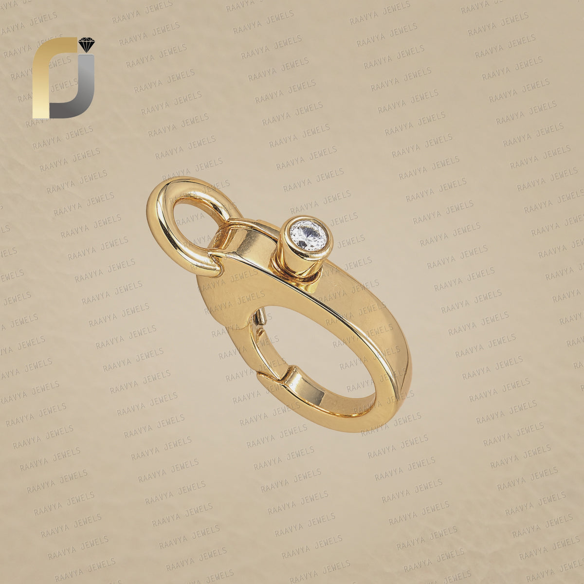 Single Diamond 14k Gold Lock Clasp Finding Jewelry