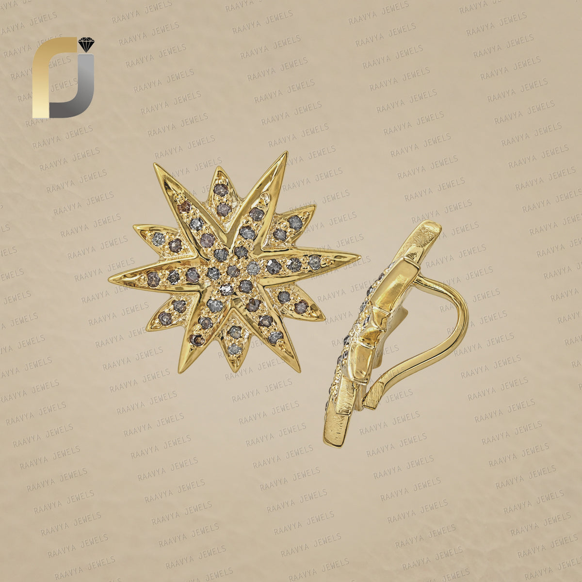 925 Silver Diamond with Yellow Plating Finding Jewelry