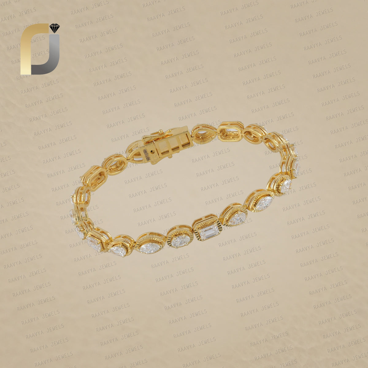 Lab-Grown Diamond Solid 14K Yellow Gold Bracelet