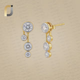 Solid 14k Yellow Gold Earrings Lab Grown Diamond Handmade Earrings