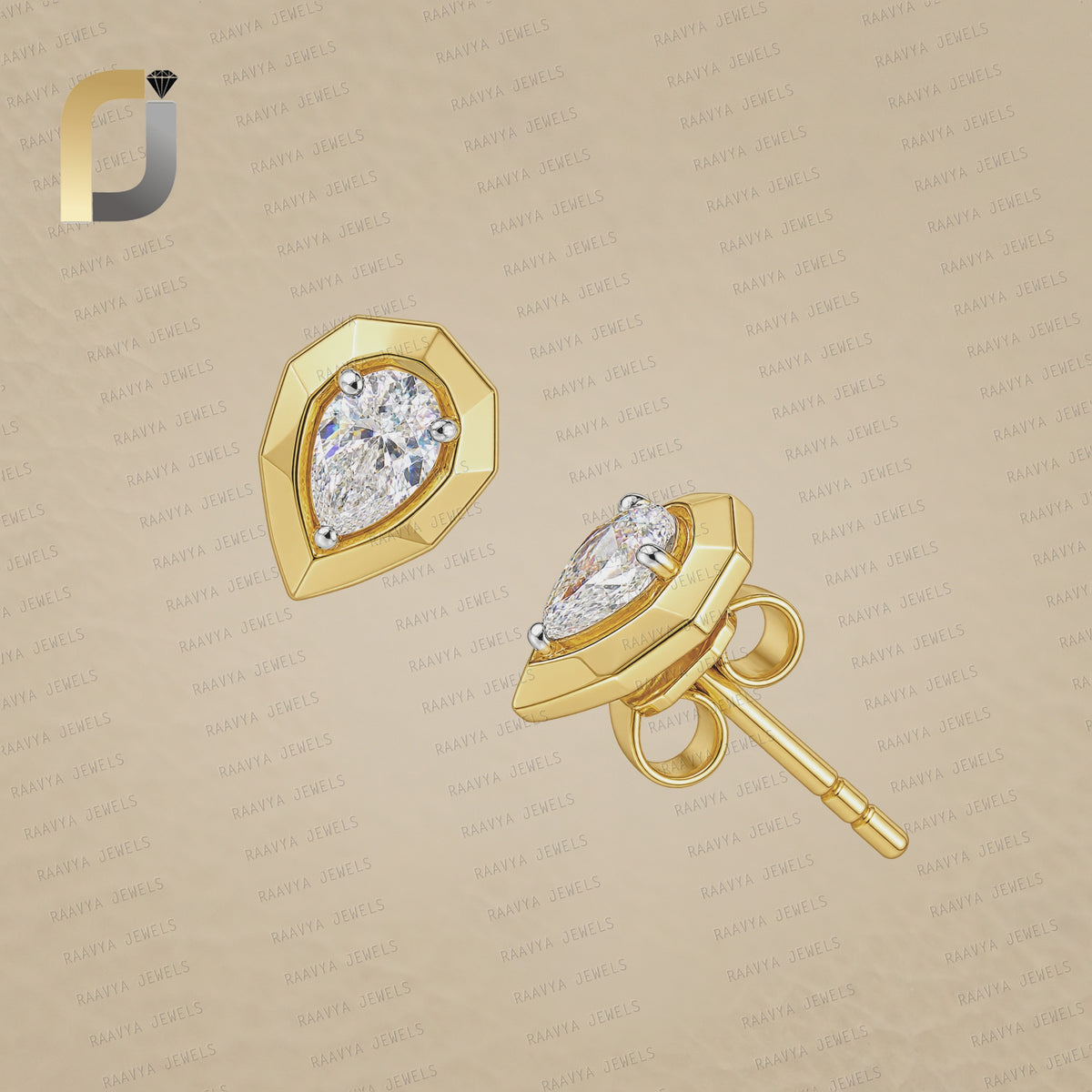Solid 14k Yellow Gold Tinny Stud Earrings Lab Grown Diamond Jewelry