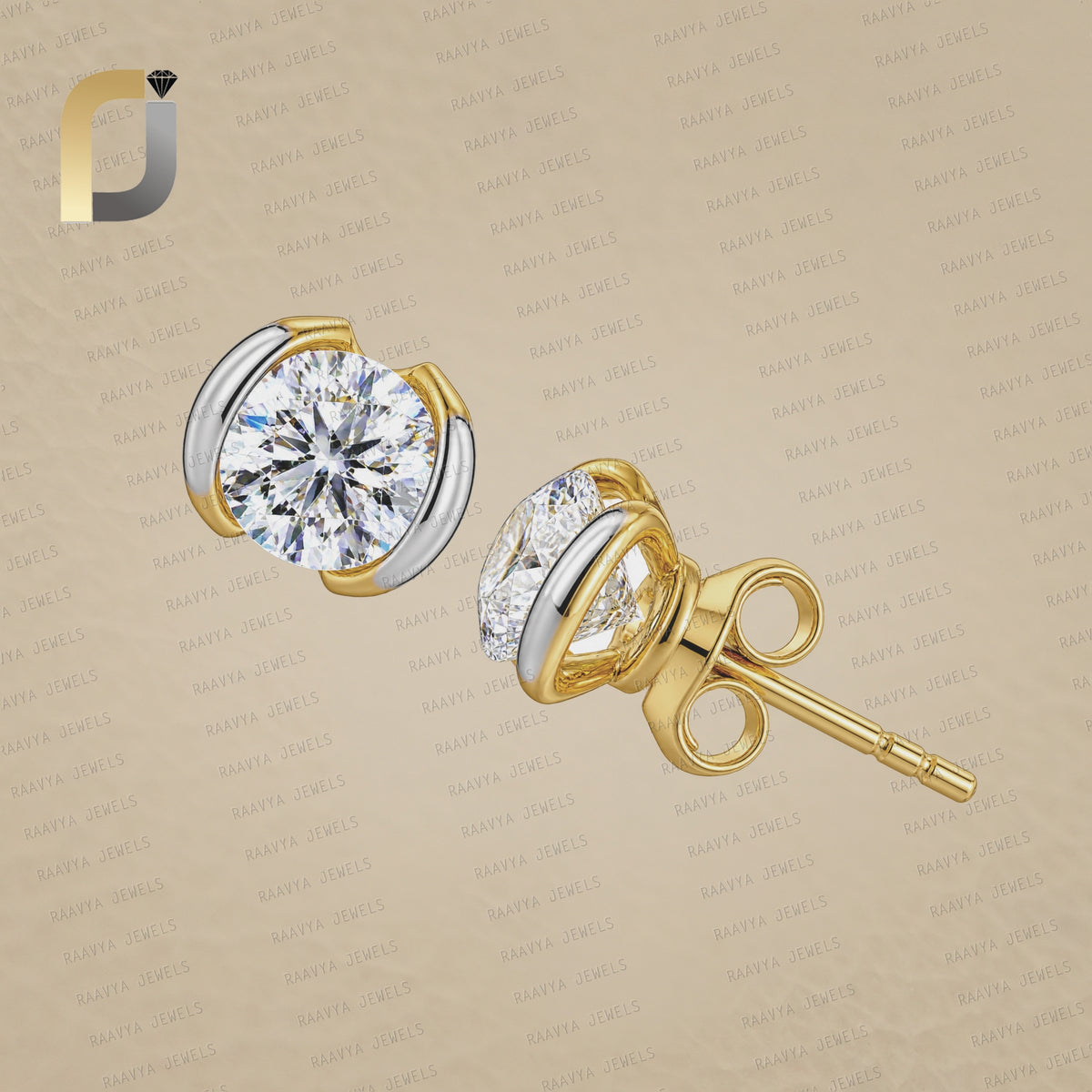 Lab Grown Diamond Solid 14k Yellow Gold Minimalist Stud Earrings