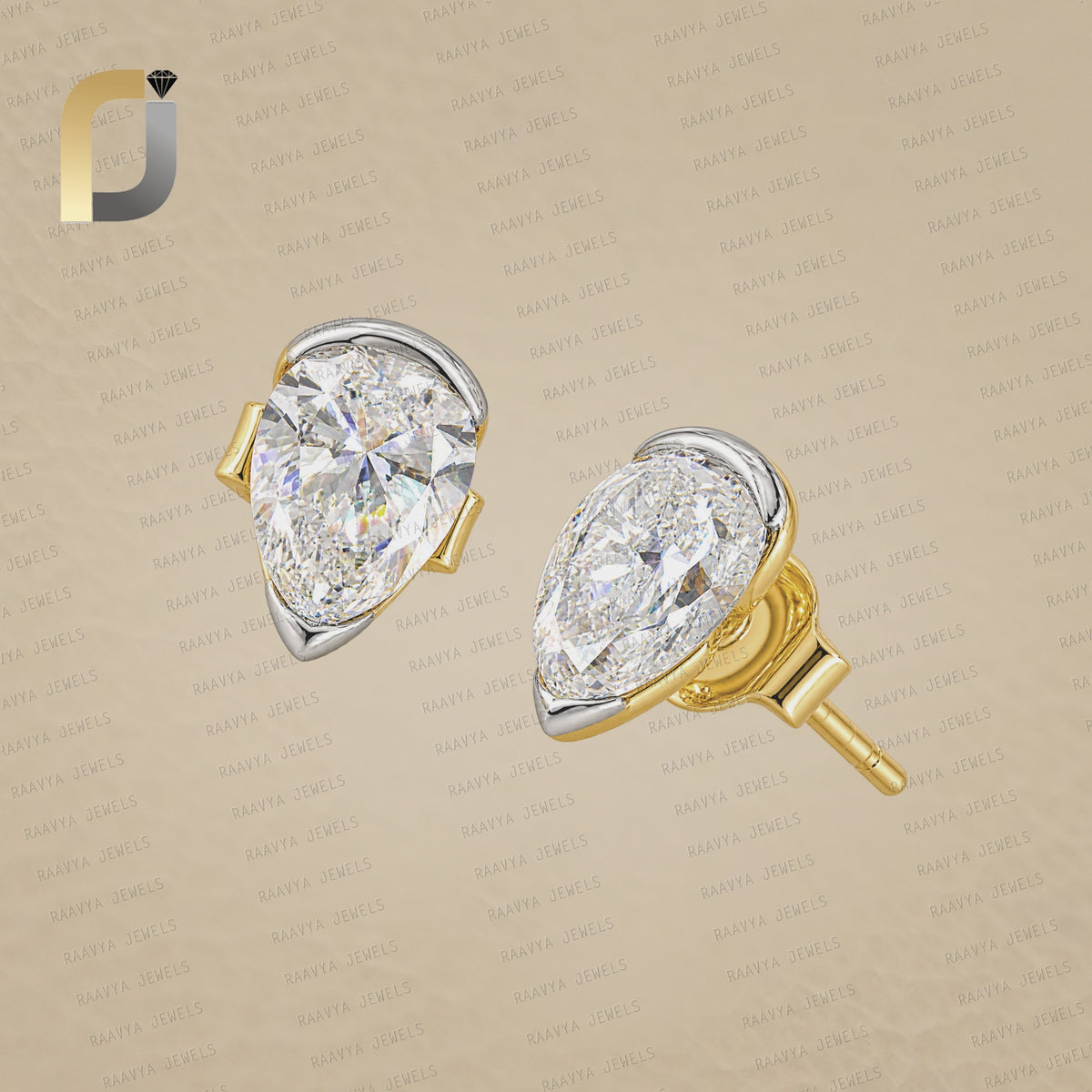 Lab Grown Diamond Solid 14k Yellow Gold Minimalist Stud Earrings