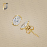 Solid 14k Yellow Gold Minimalist Stud Earrings Lab Grown Diamond Jewelry