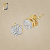 Solid 14k Yellow Gold Handmade Stud Earrings Diamond Tinny Jewelry