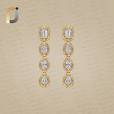 14k Yellow Gold Drop Earrings Diamond Jewelry