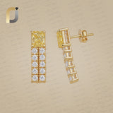 Lab Grown White Diamond Solid 14k Yellow Gold Drop Earrings Handmade Diamond Jewelry