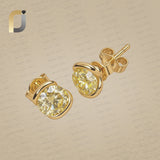 Solid 14k Yellow Lab Grown Round Shape Yellow Diamond Studs Earrings
