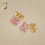 14K solid Yellow Gold Pink Lab Grown Diamond Studs Earrings