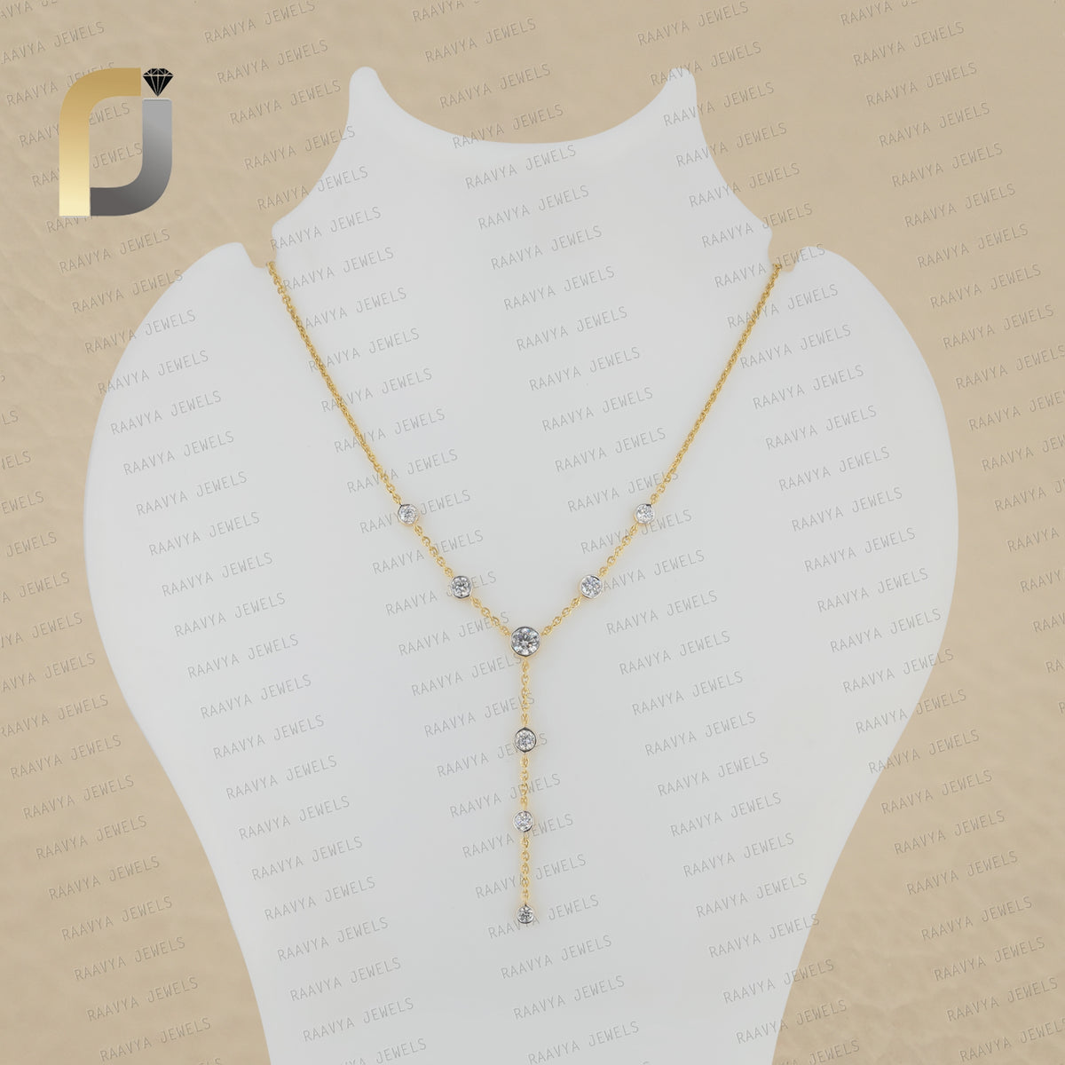 Solid 14k Yellow Gold Necklace Lab Grown Diamond Y Necklace