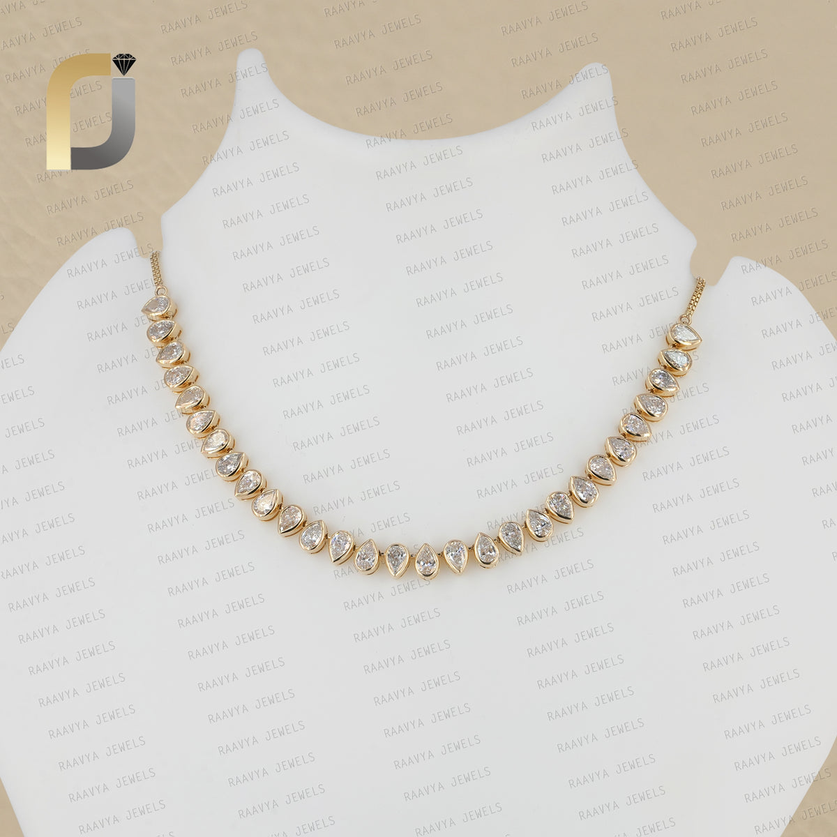 Solid 14k Yellow Gold Necklace Natural Lab Grown Diamond Jewelry
