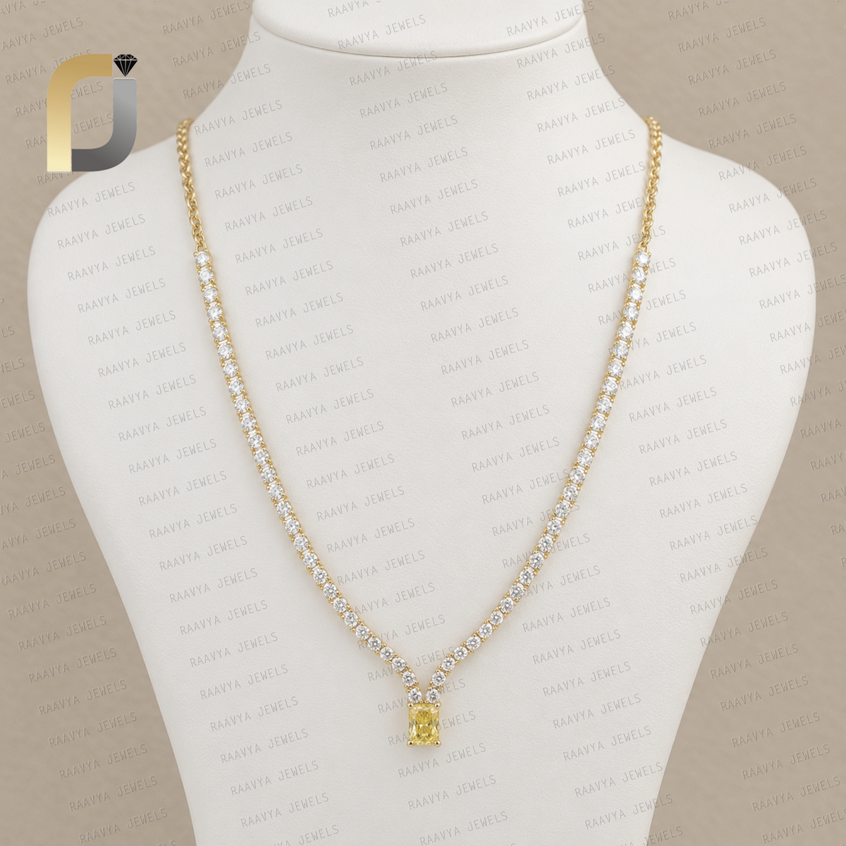 14K Gold Tannis Lab Grown White and pink Diamond Necklace