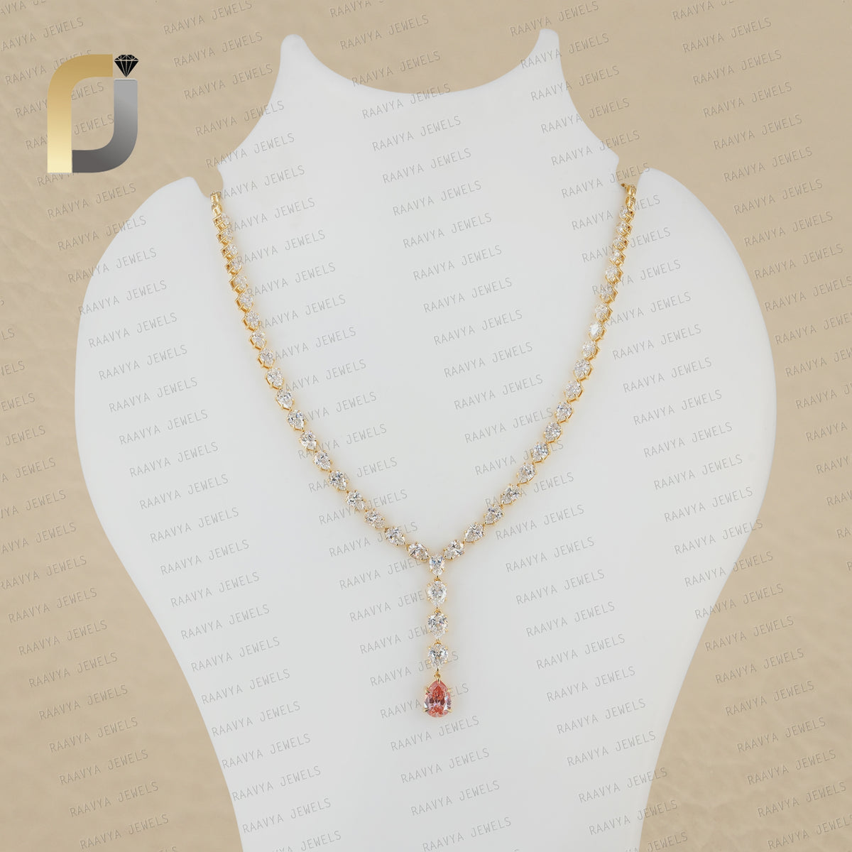 Solid 14K Gold Pear Shape LabGrown Diamond Necklace