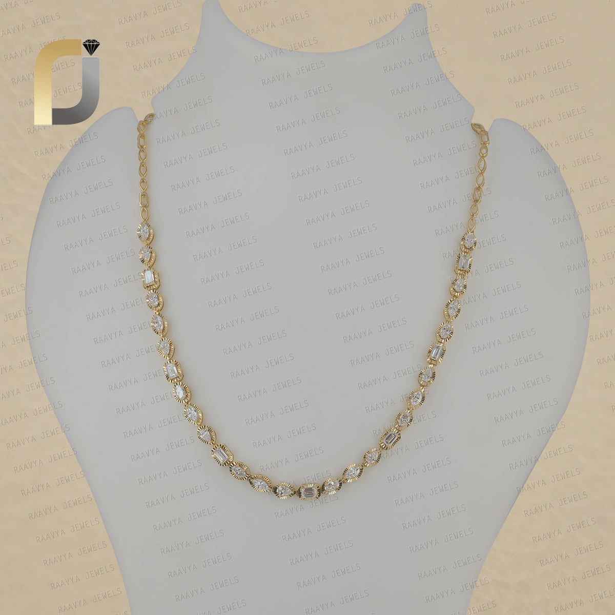 14K Yellow Gold Multi Shape LabGrown White Diamond Necklace Jewelry