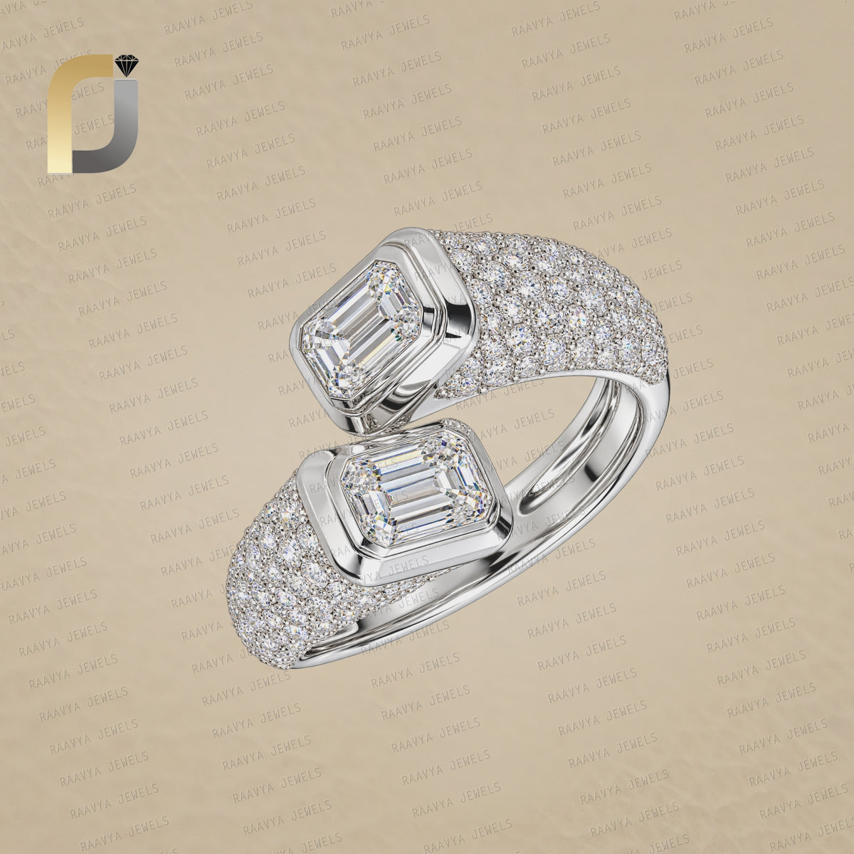 Solid 14k White Gold Stack Ring Lab Grown Diamond Fine Jewelry
