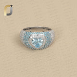 Solid 14k White Gold Band Ring Lab Grown Diamond Heart Jewelry