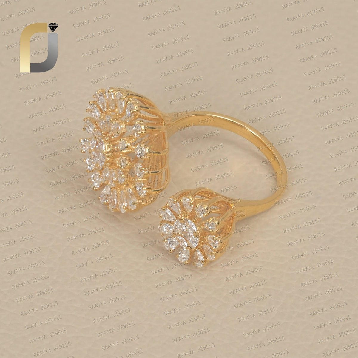 14k Yellow Gold Ring Handmade Lab Grown Diamond Jewelry