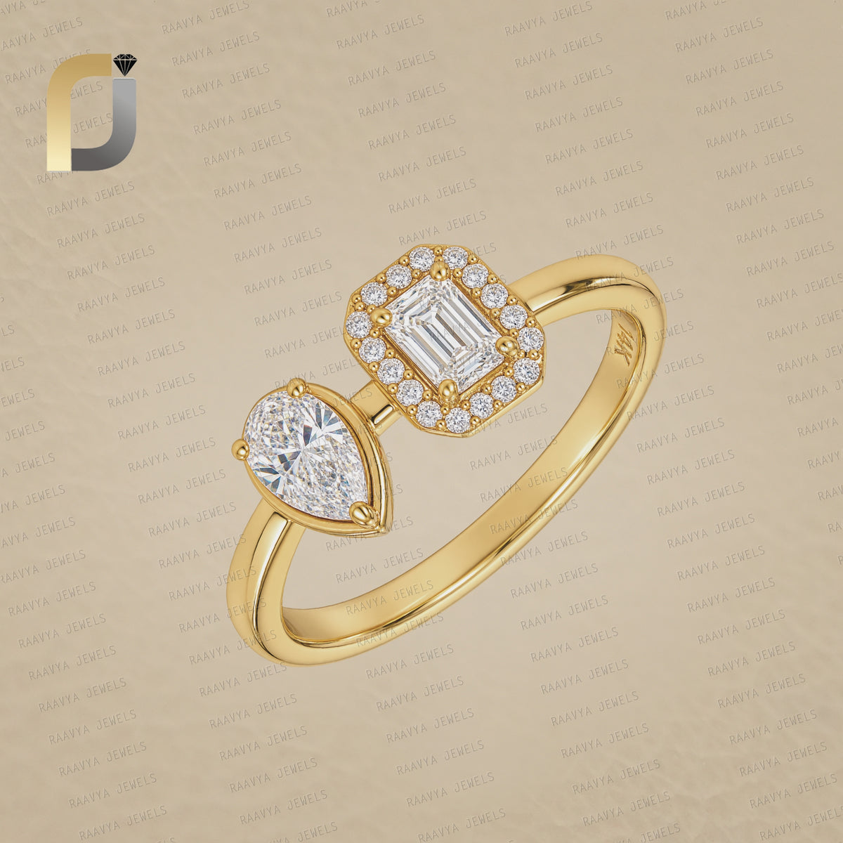 Solid 14k Yellow Gold Band Ring Handmade Lab Grown Diamond Jewelry