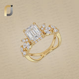Solid 14k Yellow Gold Band Ring Handmade Lab Grown Diamond Stack Ring