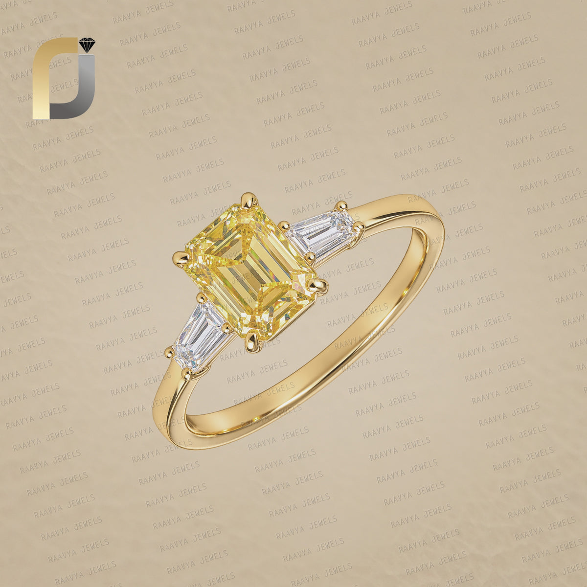 Yellow Lab Grown Diamond 14K Solid Gold Ring