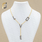 Oxidized 925 Silver Diamond Initial LOVE Necklace Jewelry
