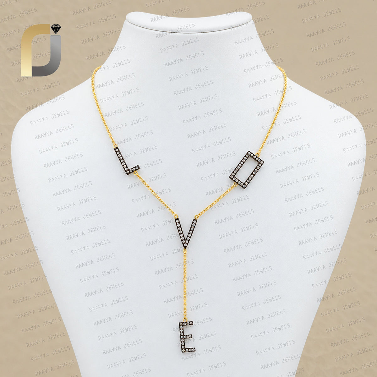 Oxidized 925 Silver Diamond Initial LOVE Necklace Jewelry