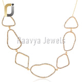 Pave Diamond Solid 14k Yellow Gold Anion shape Necklace Gold Chain Fine Jewelry