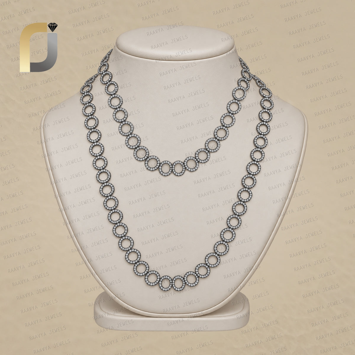 Champagne Diamond Silver Long Necklace Jewelry Clasp Lock