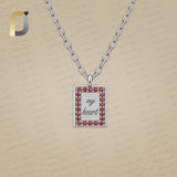 Garnet Gemstone Oxidized 925 Silver Pendant Chain Necklace