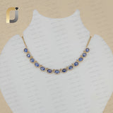 Solid 14k Yellow Gold Necklace Natural Diamond Sapphire Gemstone Jewelry