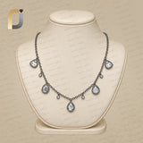 Slice Diamond Oxidized 925 Silver Choker Necklace Jewelry